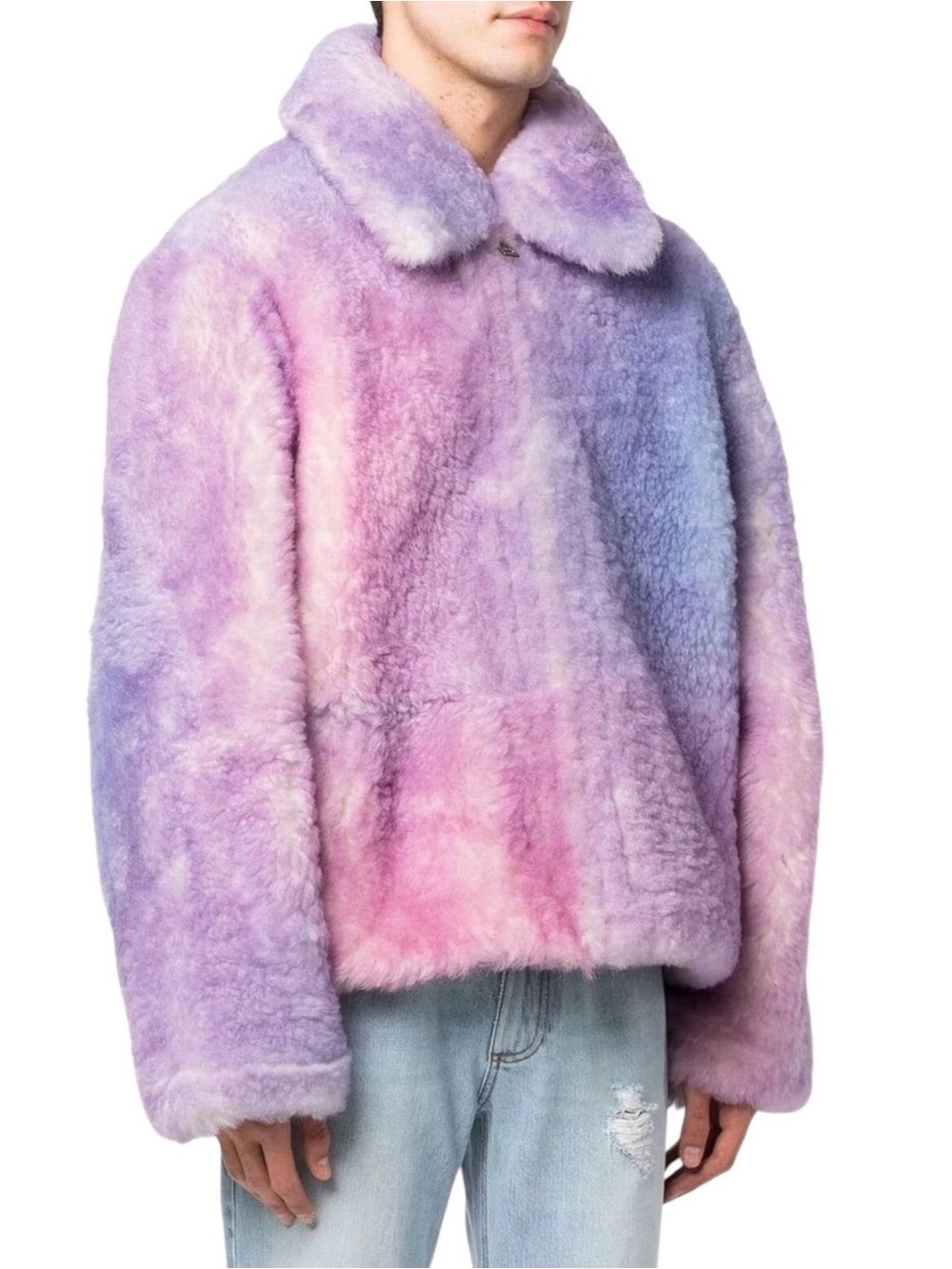 ERL Gradient Tie Dye Genuine Shearling Unisex Coat